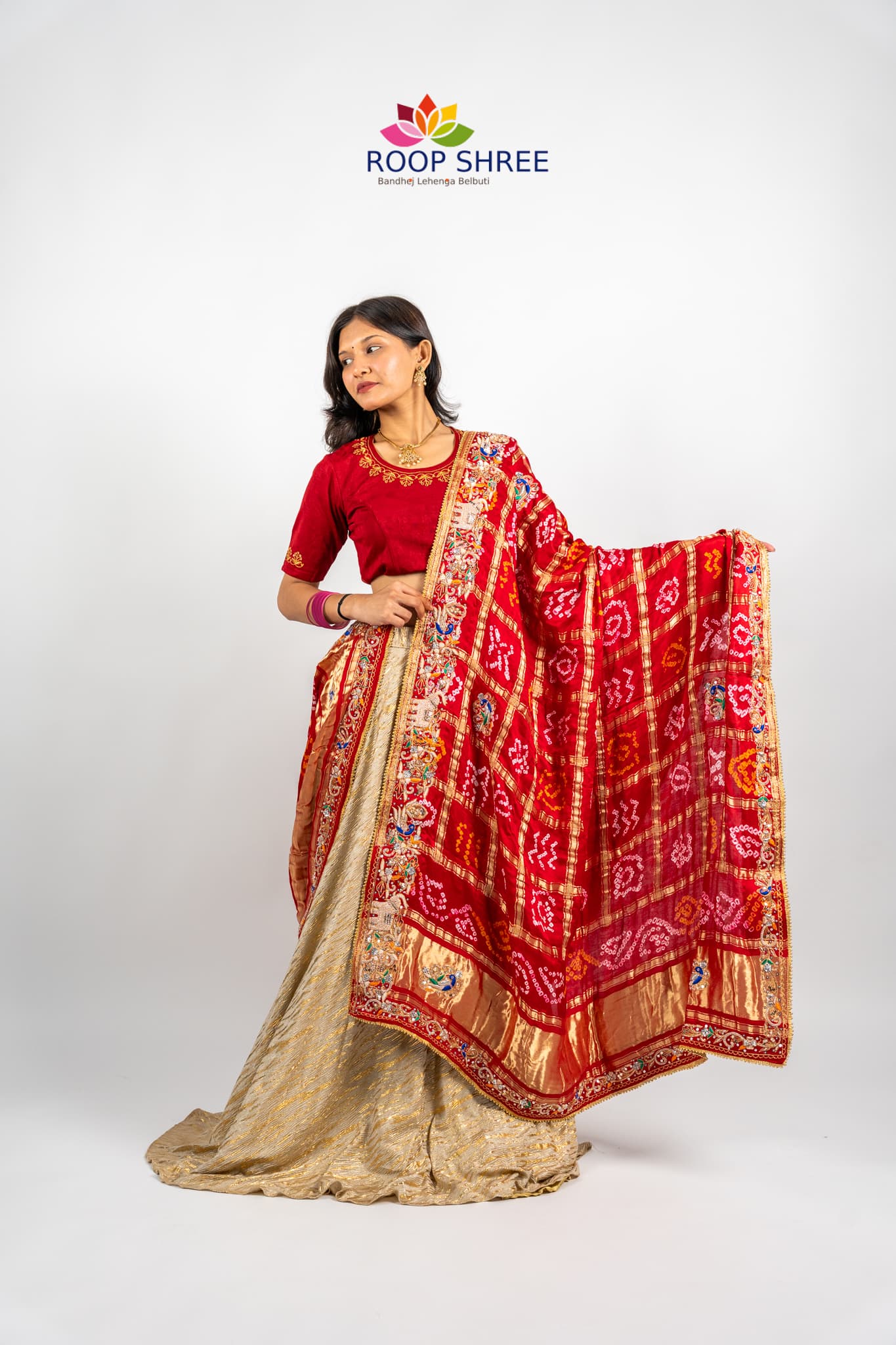 Pure Gajji Silk Red Colour Dupatta