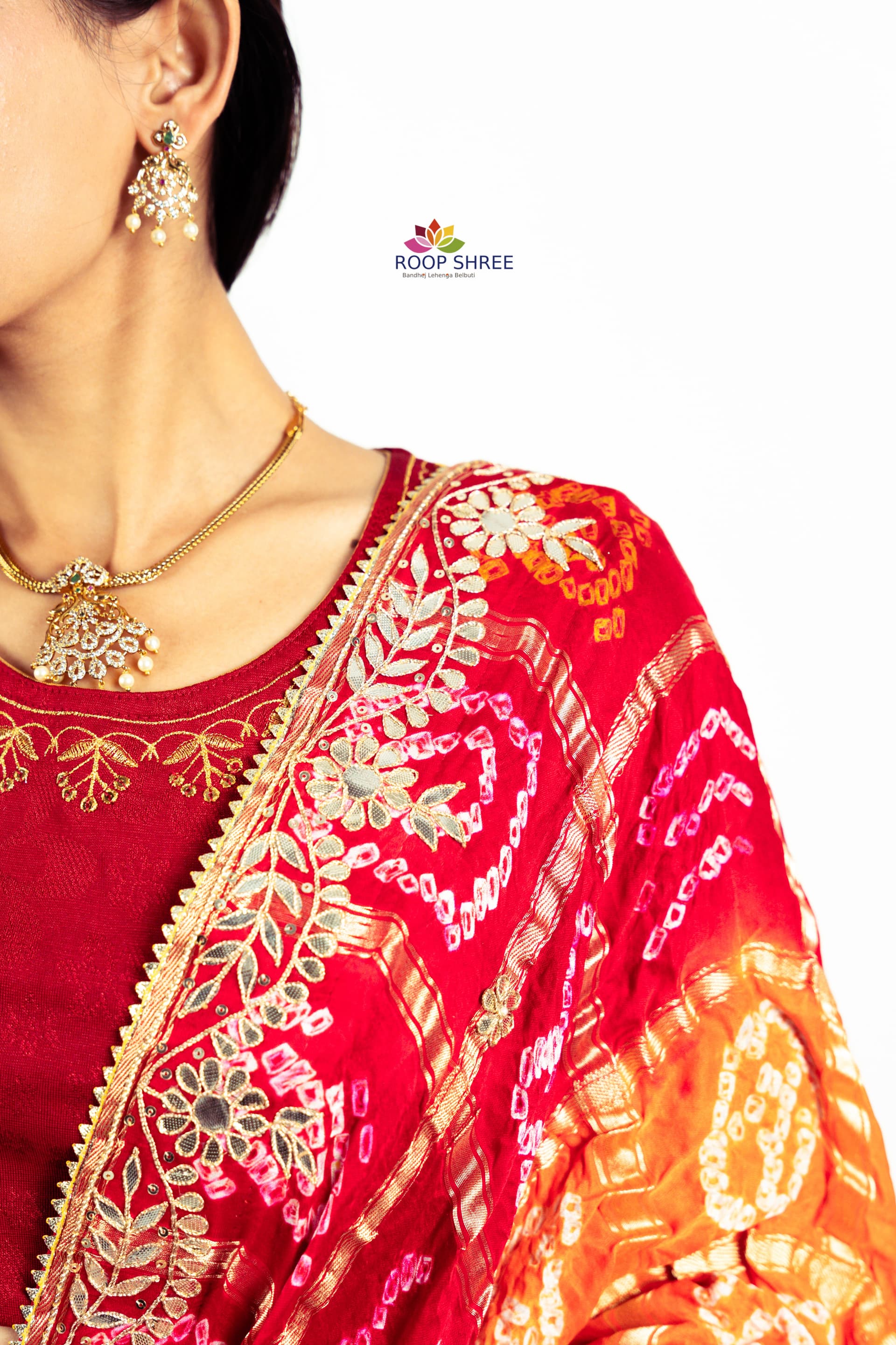 Traditional Gharchola Gajji Silk Dupatta – Handcrafted Gota Patti