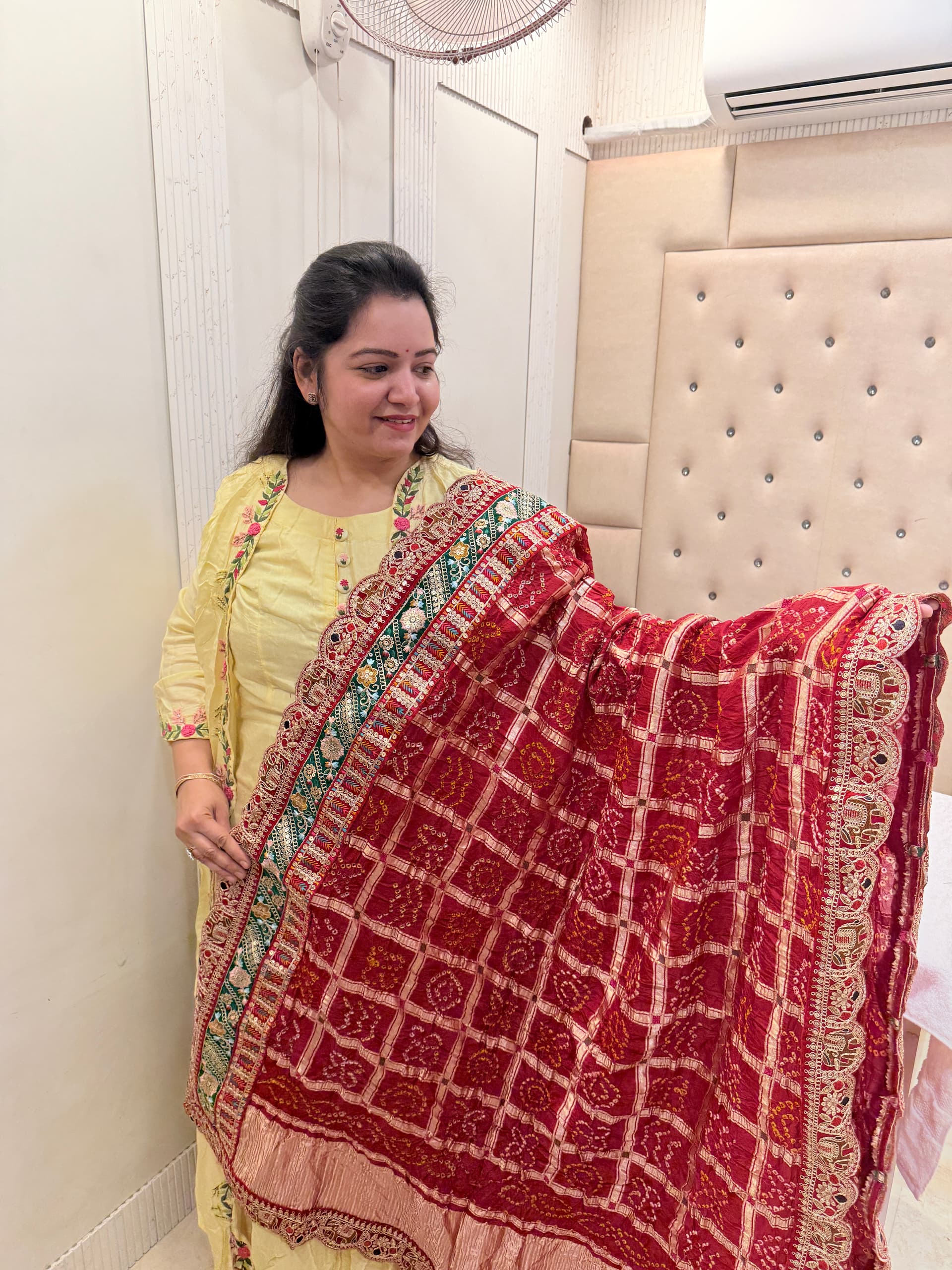 Modal Silk Dupata with Elephant Lace