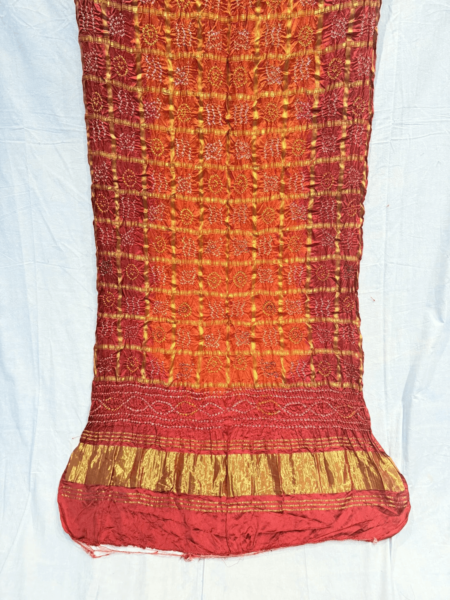 Malai Silk Dupata In ghatchola hand made Bandhej