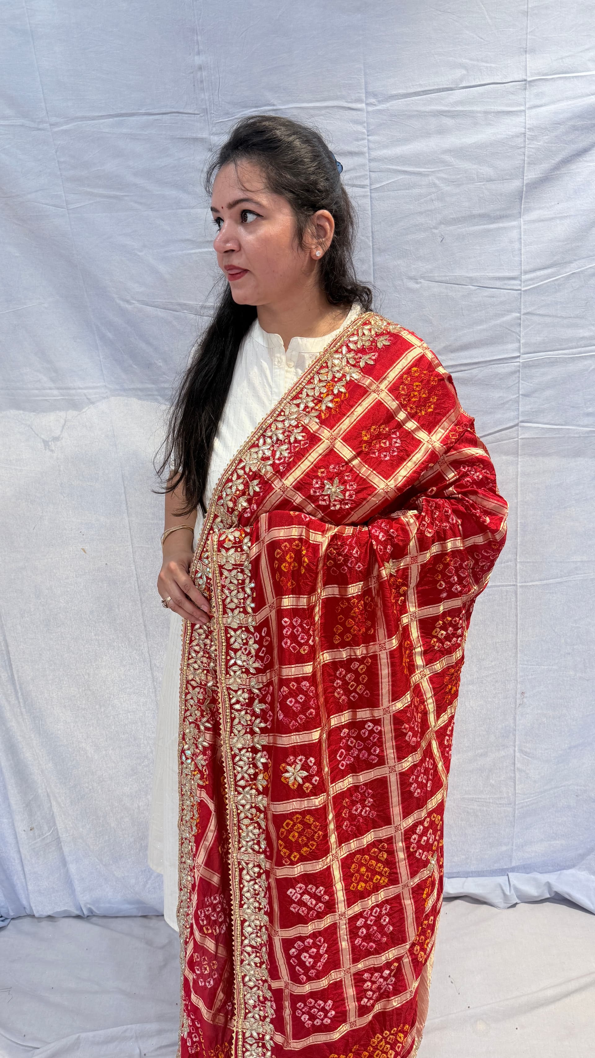 Handcrafted Gotapatti Malai Silk Dupatta