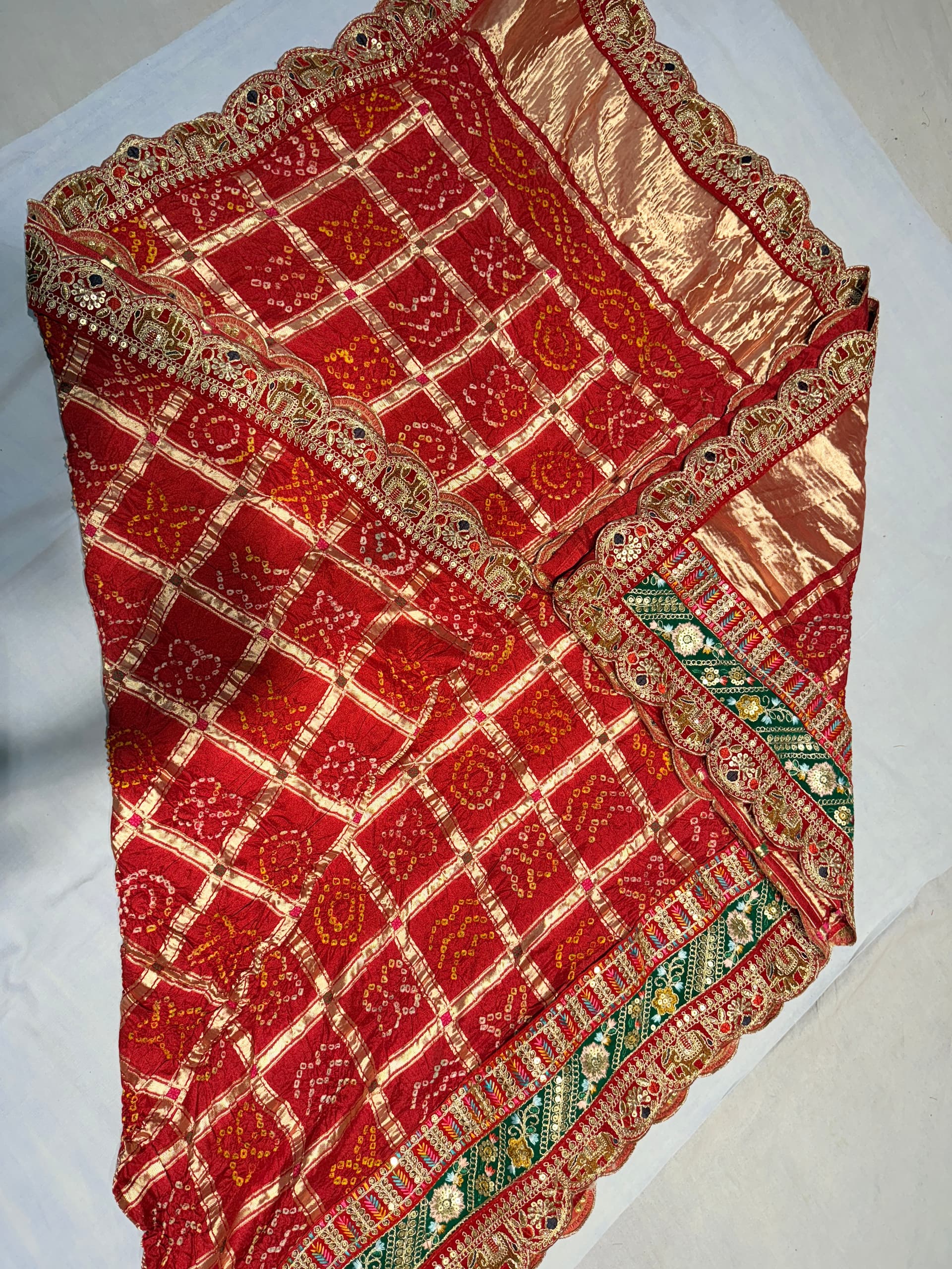 Modal Silk Dupata with Elephant Lace