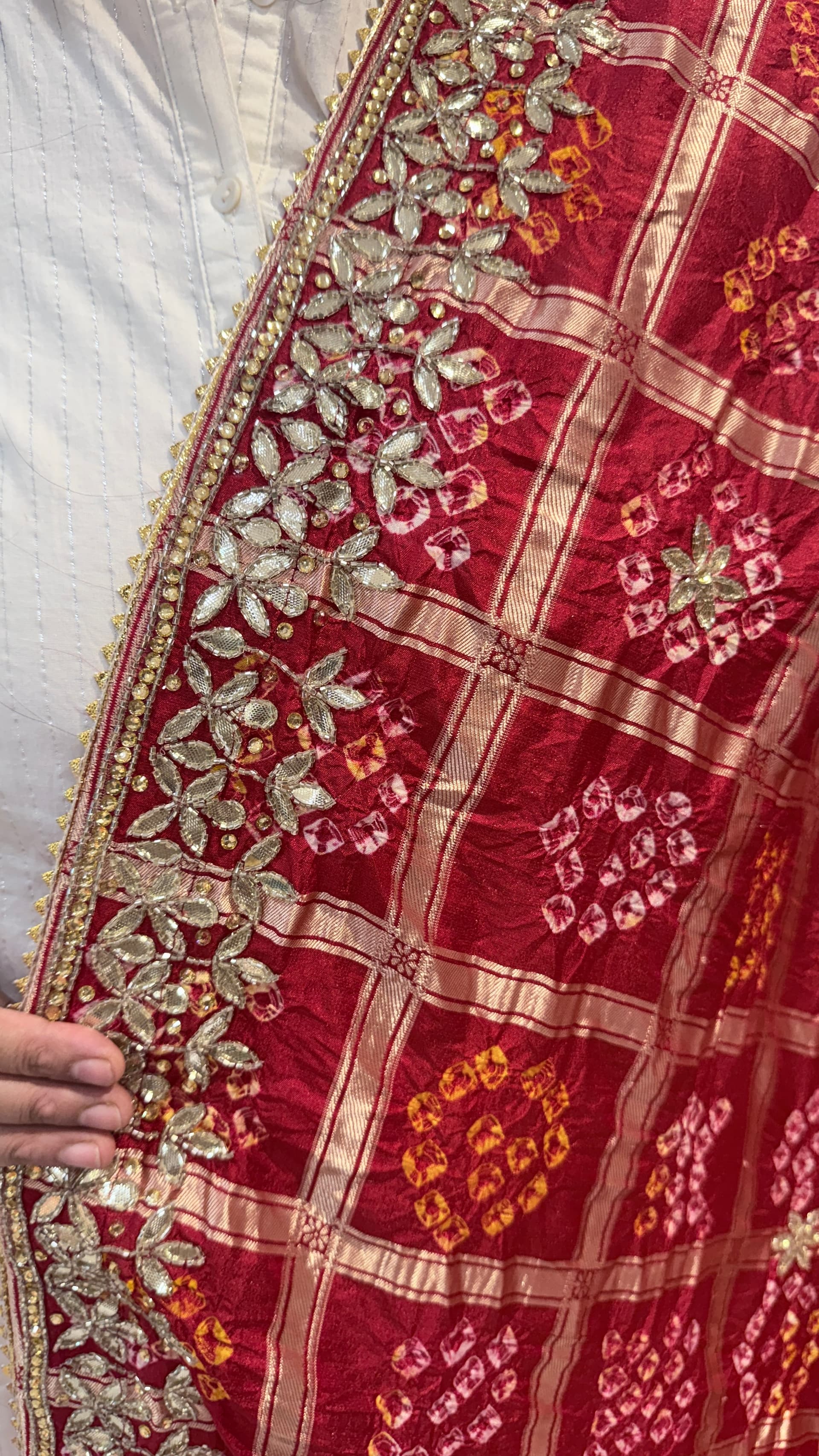Handcrafted Gotapatti Malai Silk Dupatta