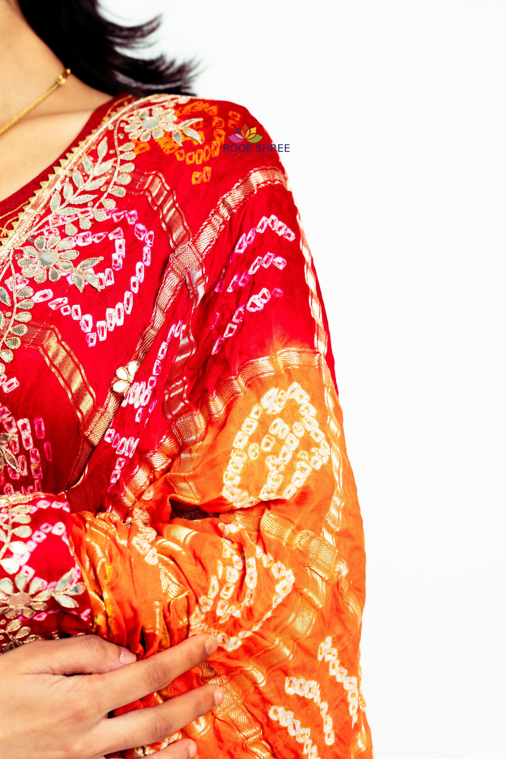 Traditional Gharchola Gajji Silk Dupatta – Handcrafted Gota Patti