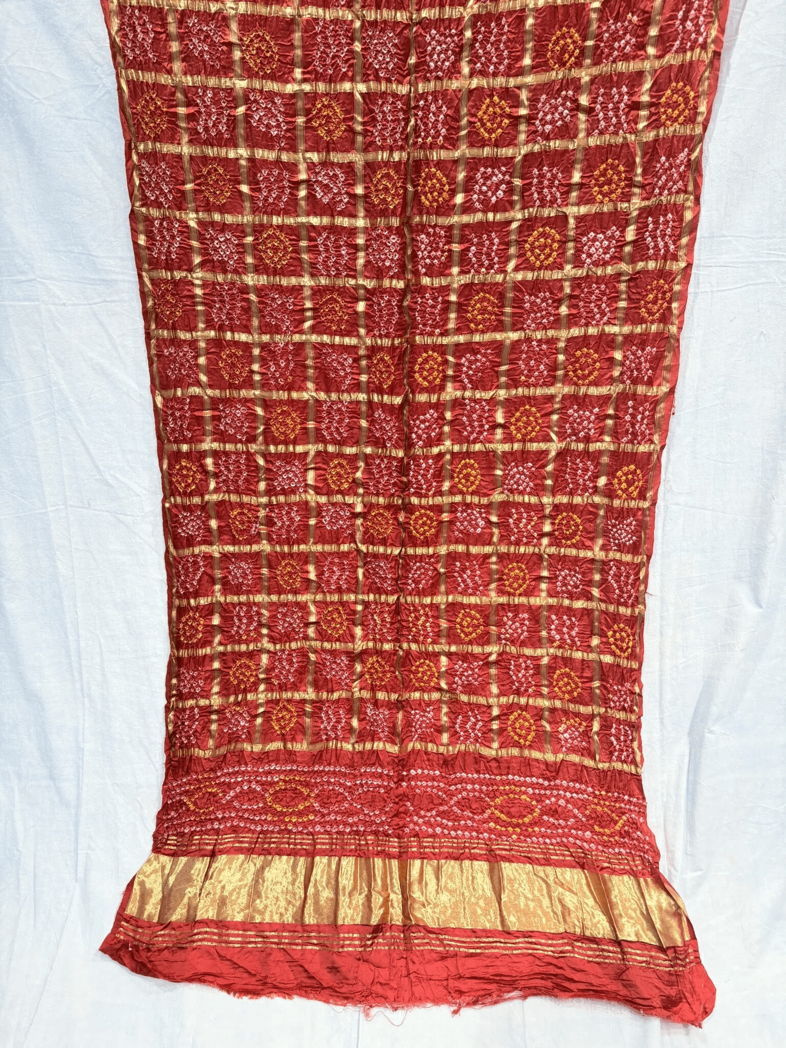 Malai Silk Dupata In ghatchola hand made Bandhej