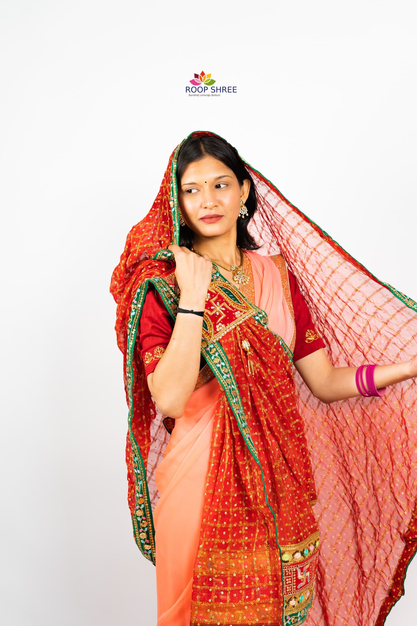 Zari Weaving Fabric with Swastik Buta