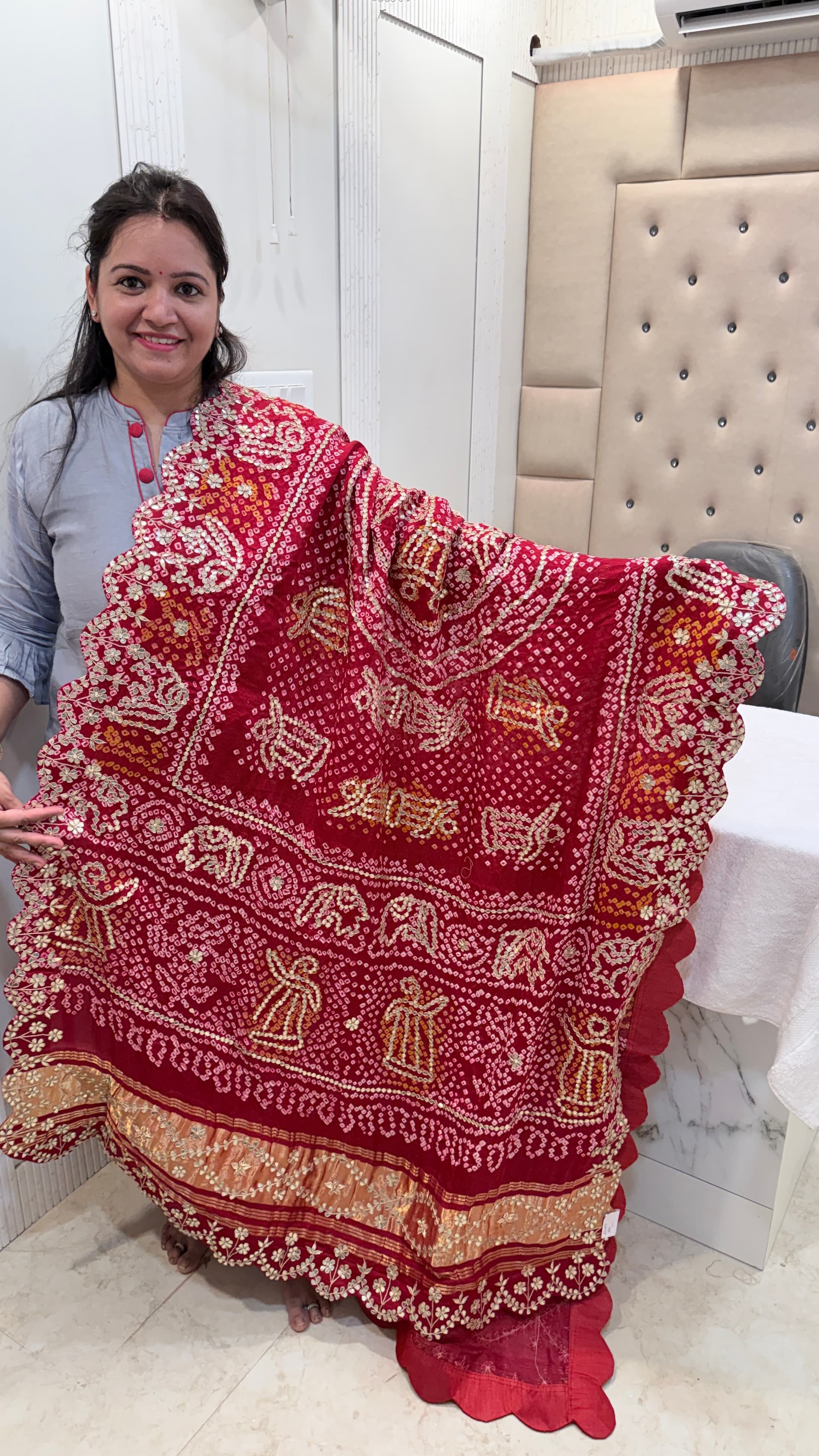 Traditional Gharchola Gajji Silk Dupatta - Highlight Design