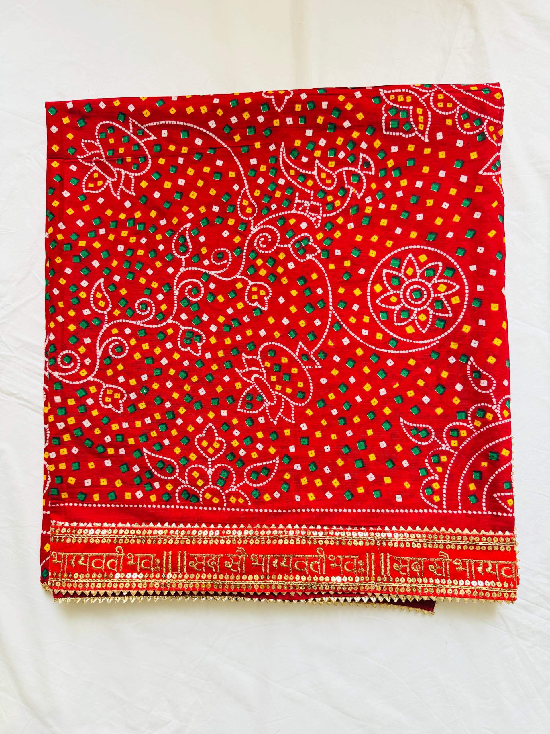 Cotton Dupata with Swastik Lace