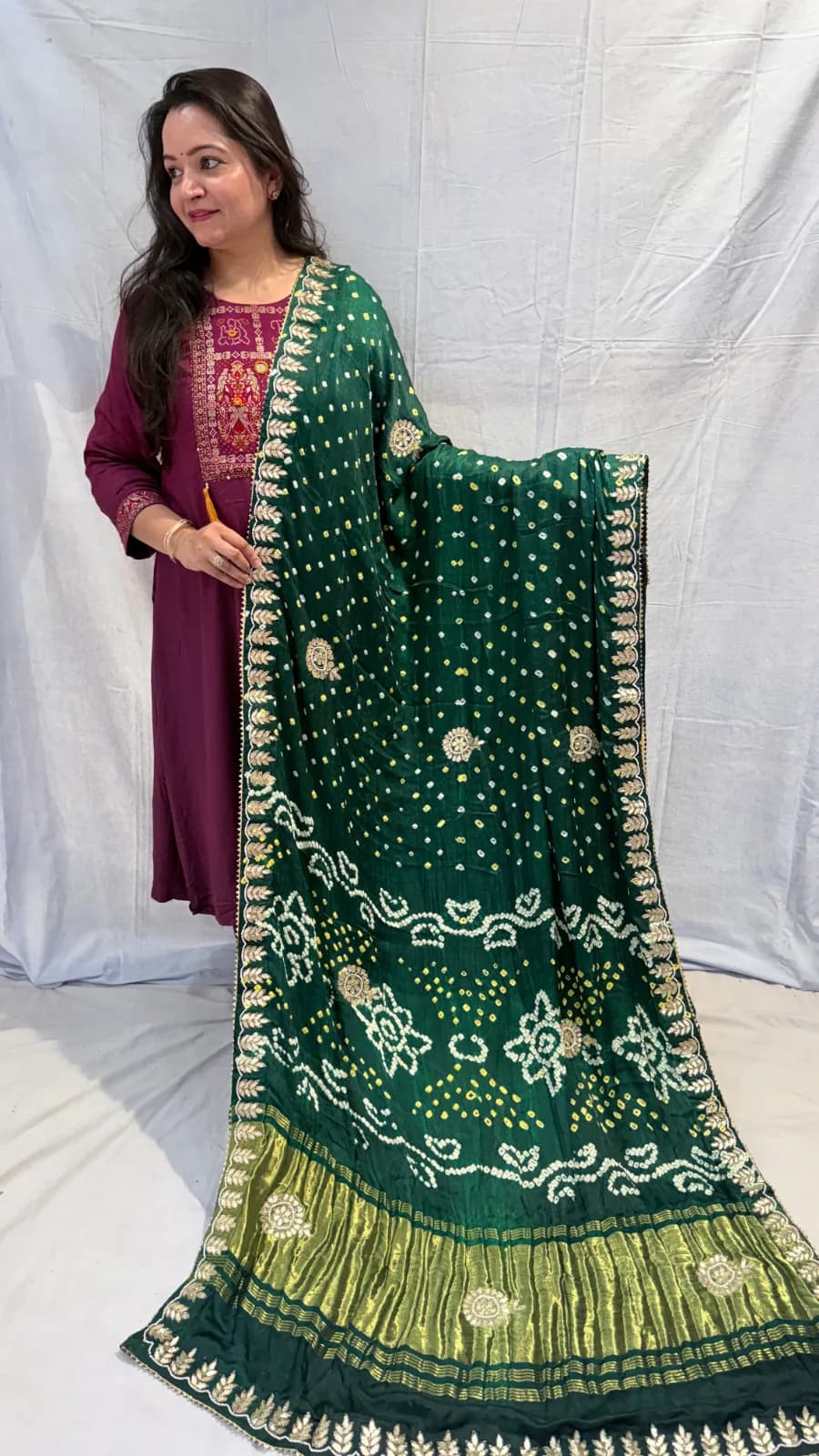 Modal Silk Saree with Cutdana Work Green