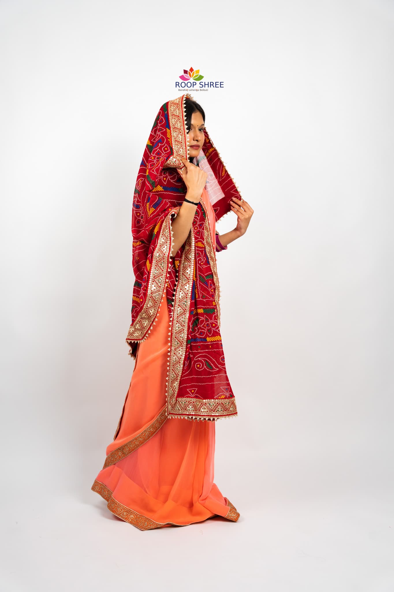 Georgette Chunri Print Dupatta with Gotapatti Lace