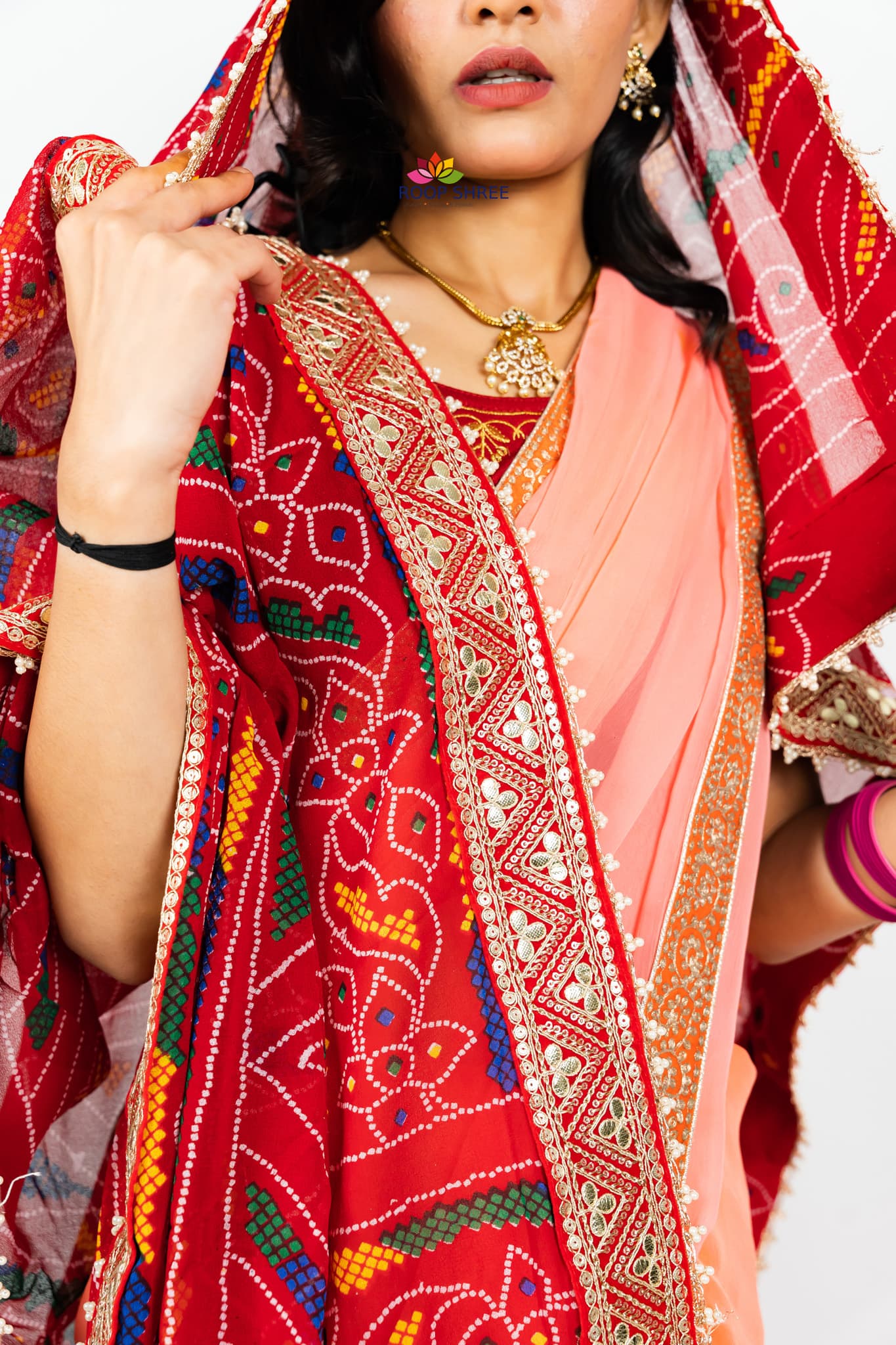 Georgette Chunri Print Dupatta with Gotapatti Lace