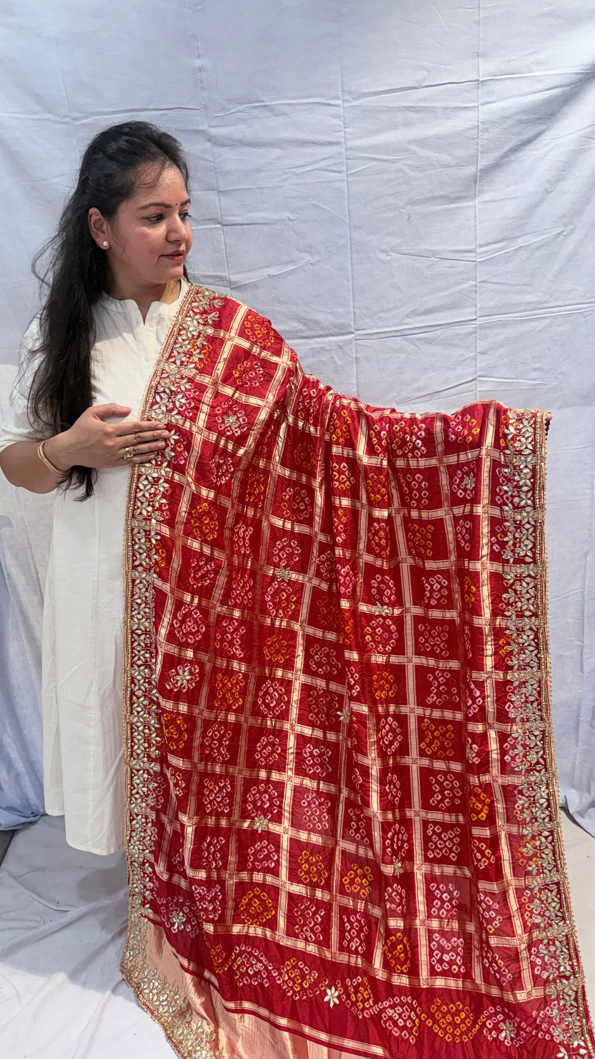 Handcrafted Gotapatti Malai Silk Dupatta
