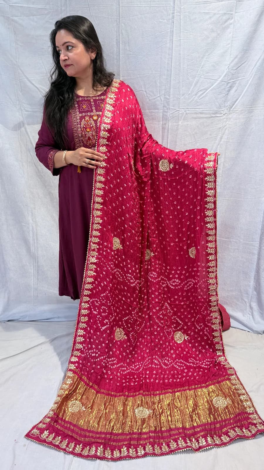 Modal Silk Saree with Cutdana Work Rani