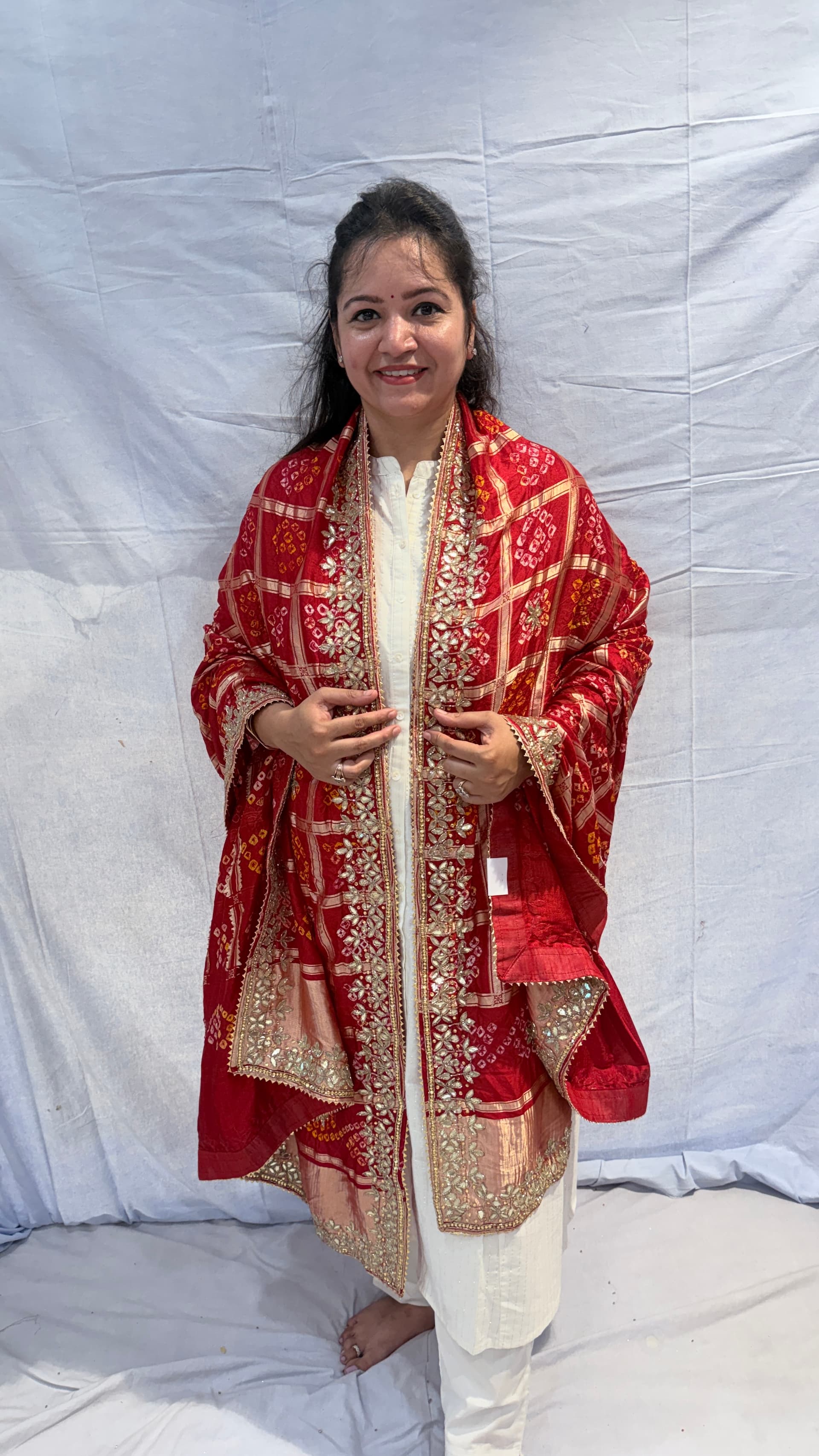 Handcrafted Gotapatti Malai Silk Dupatta