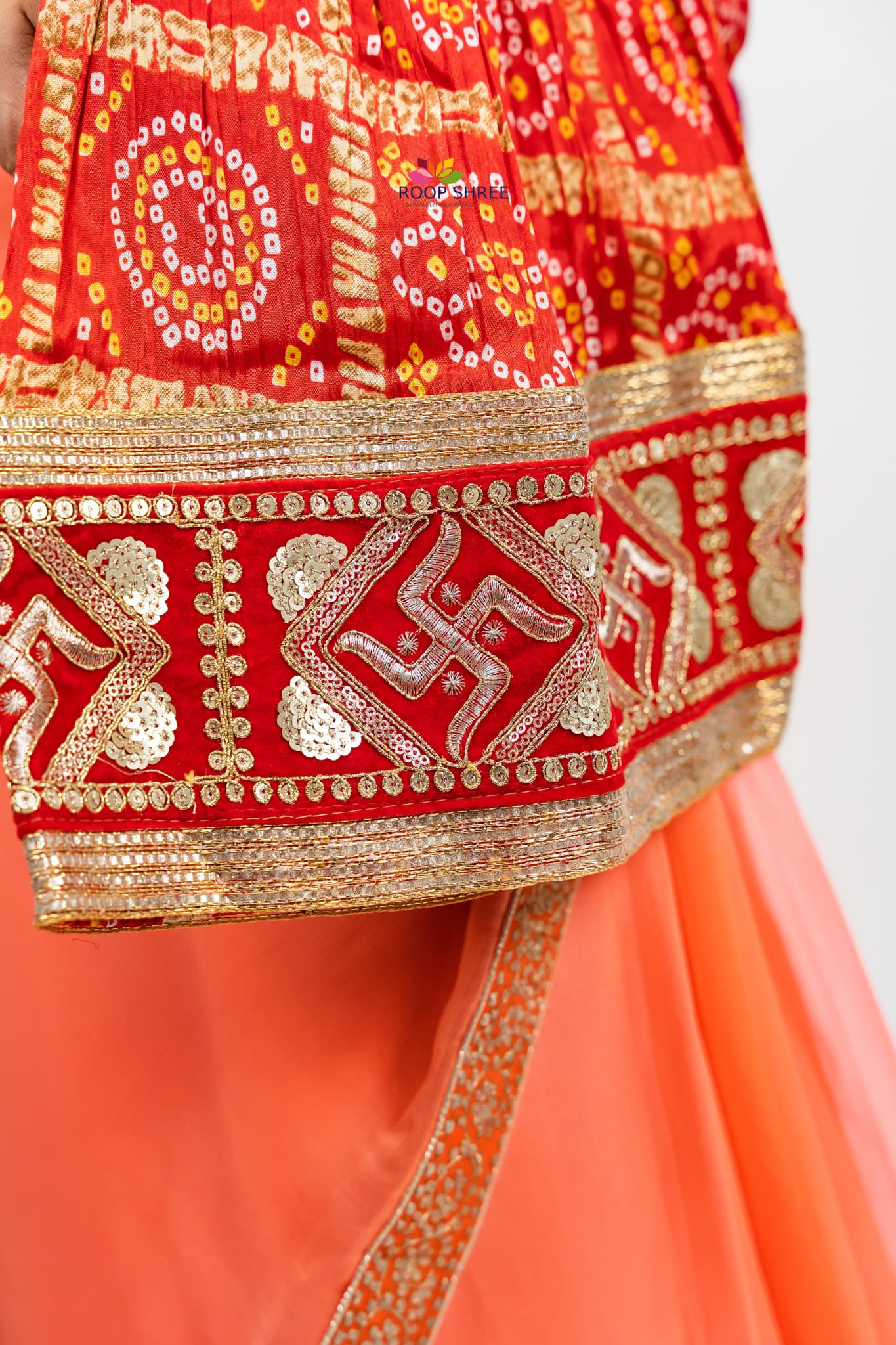 brooch With Peacock Design and Swastik Lace