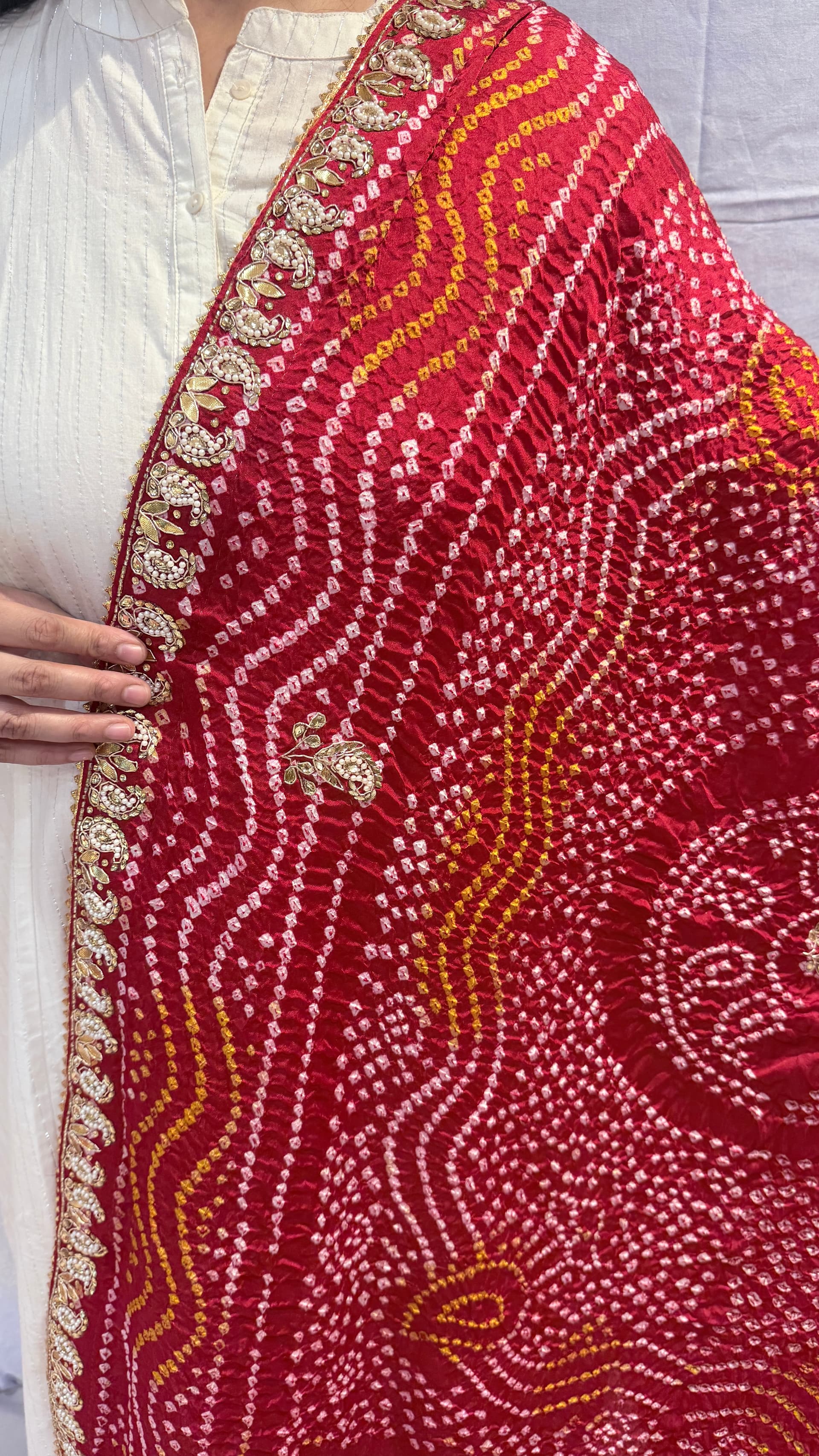 Wedding Special Malai Silk Dabka & Moti Gotapatti Dupatta