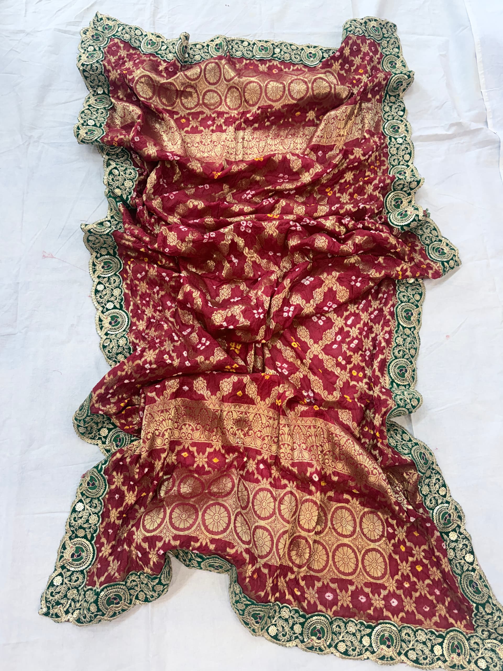 Banarsi Dupatta With Peacock Cutwork Border
