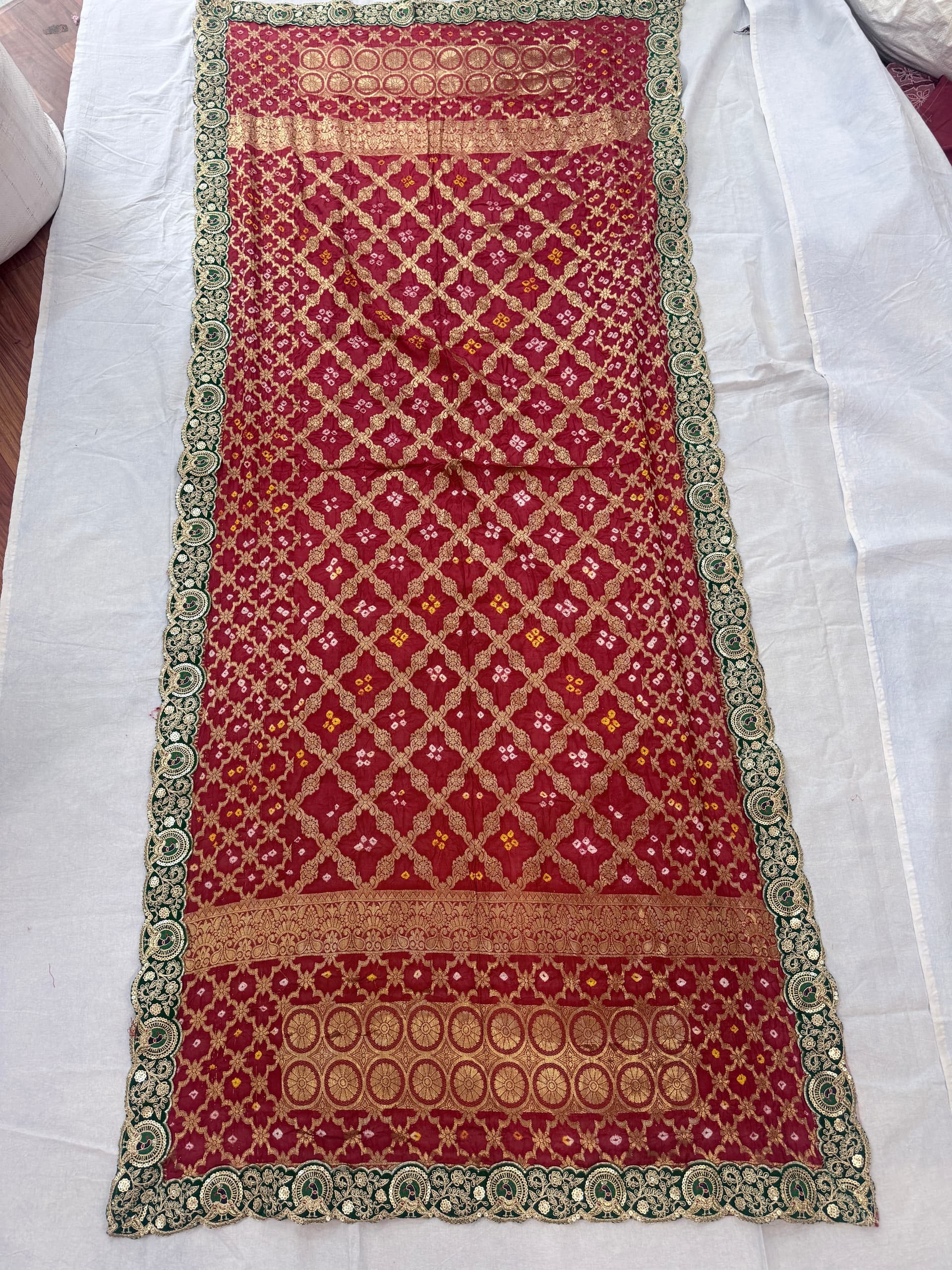 Banarsi Dupatta With Peacock Cutwork Border