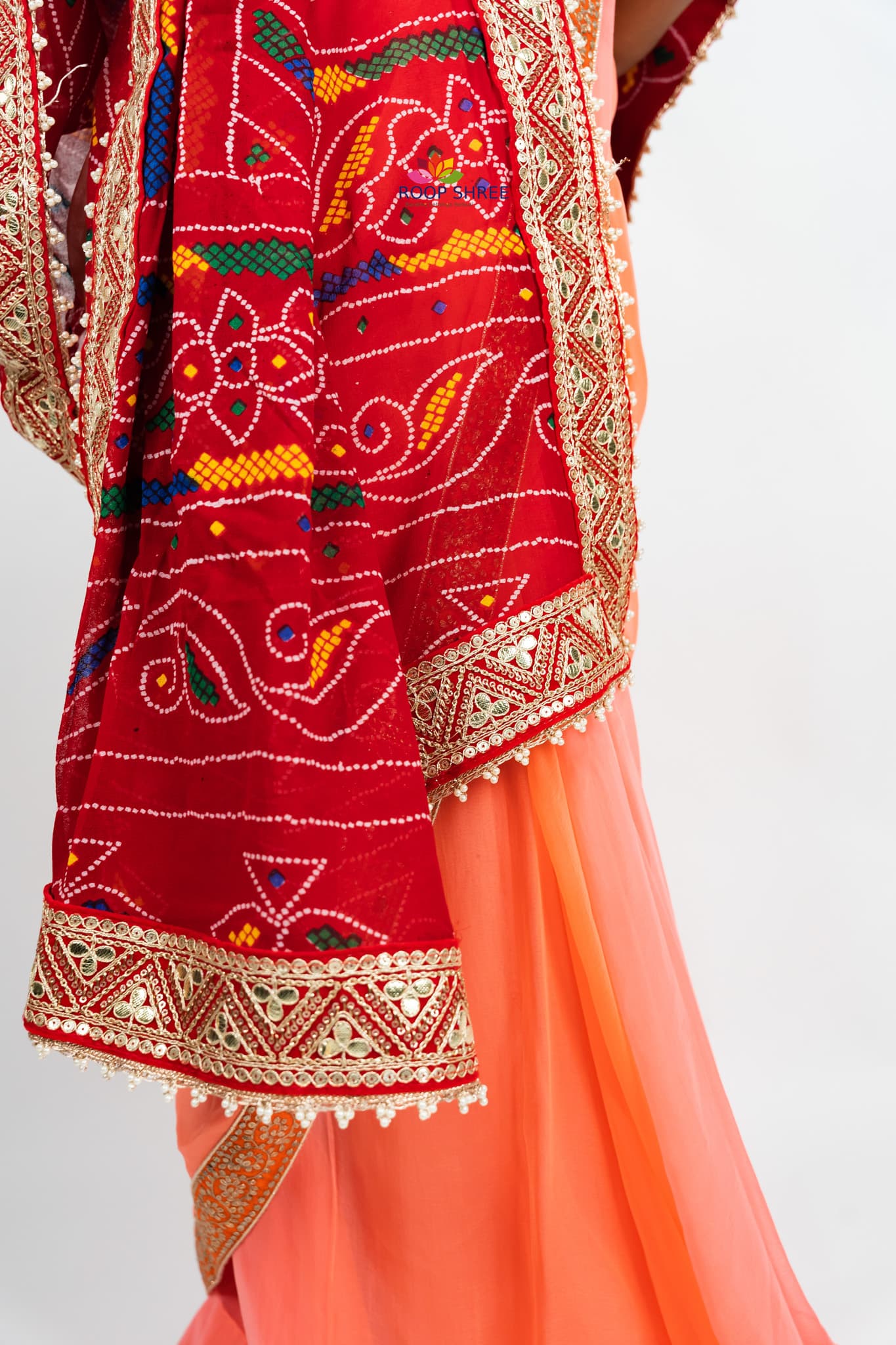 Georgette Chunri Print Dupatta with Gotapatti Lace