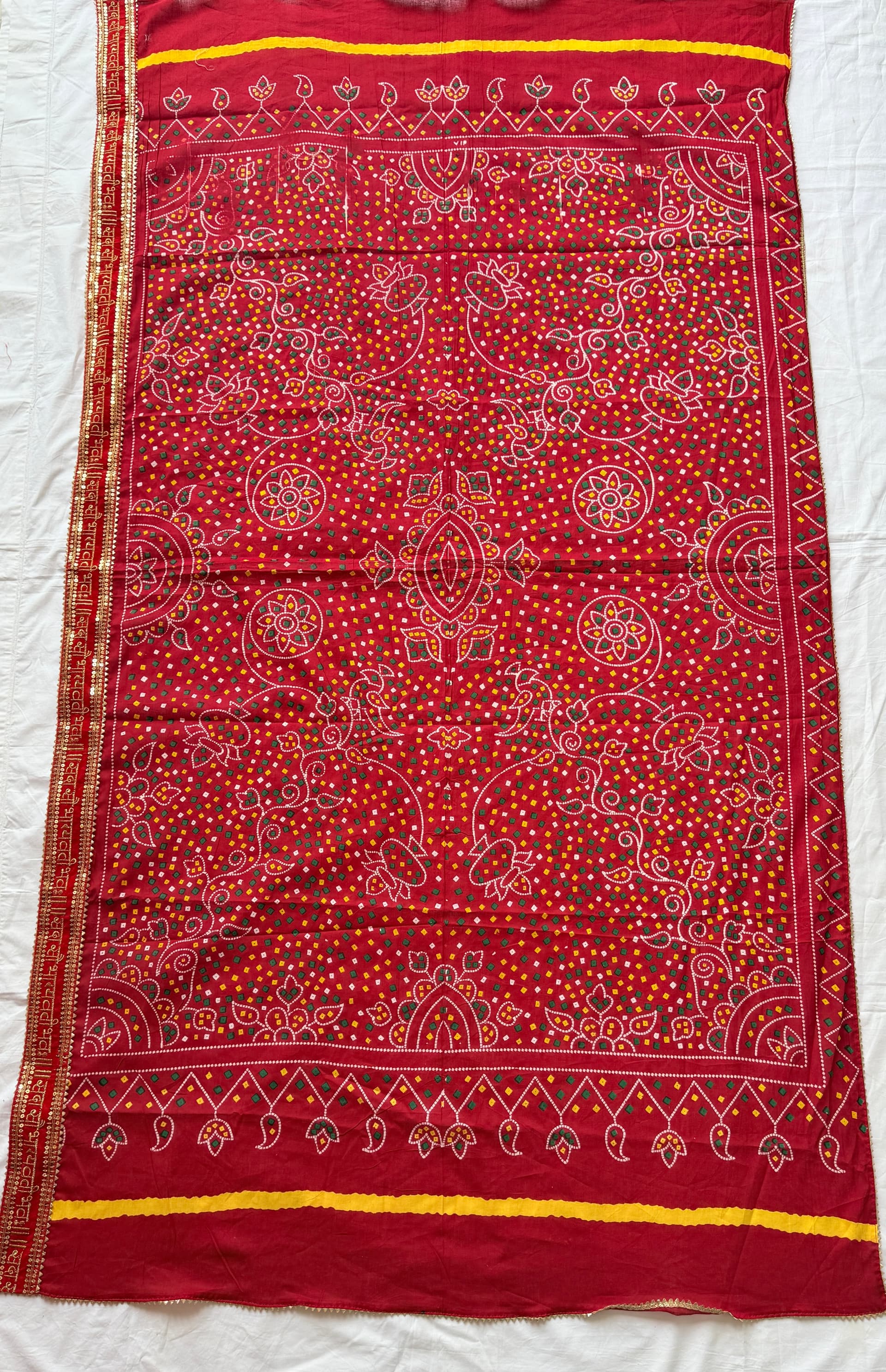 Cotton Dupata with Swastik Lace
