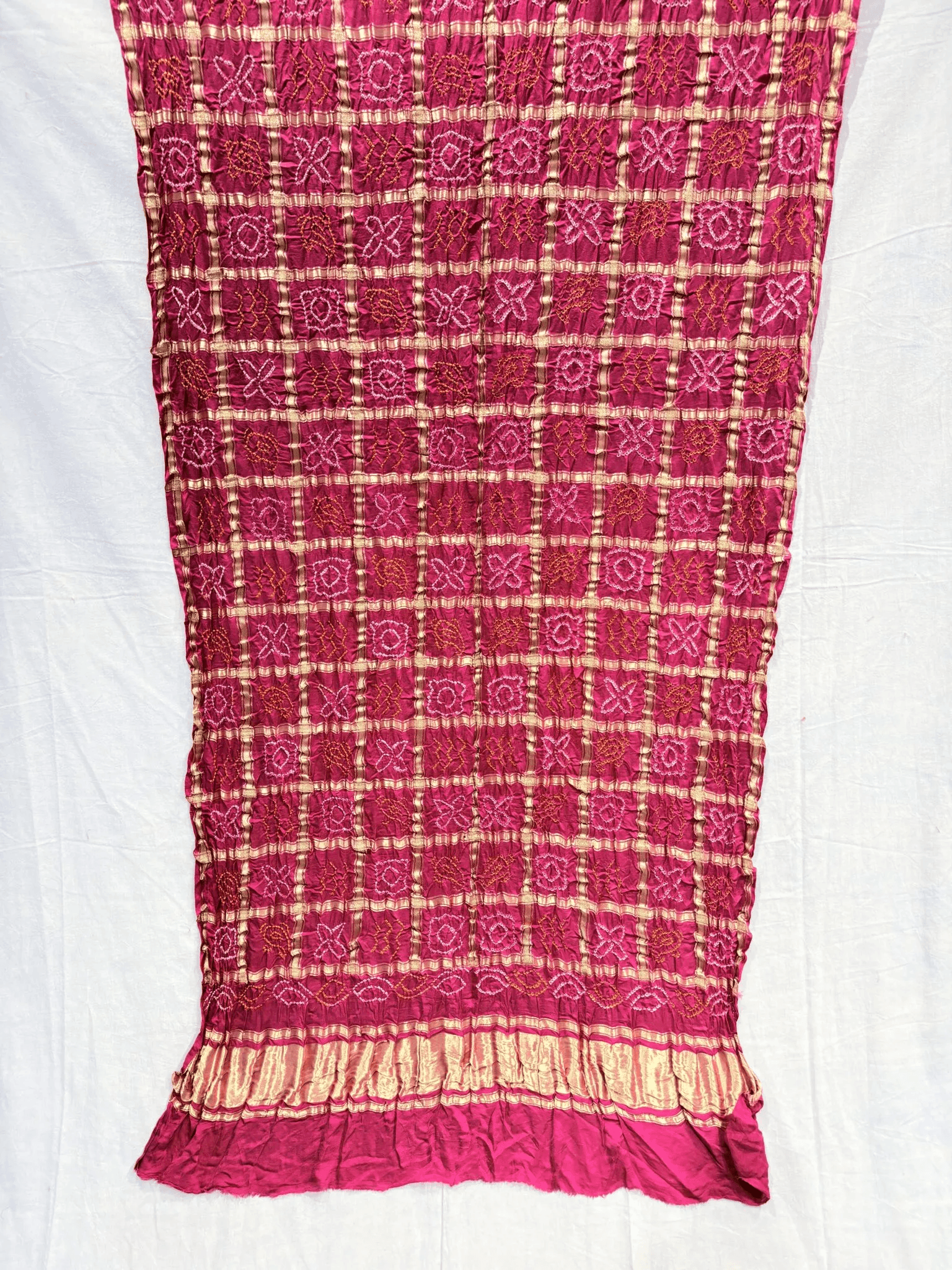 Gajji Silk Ghatchola Dupata with hand made bandhej