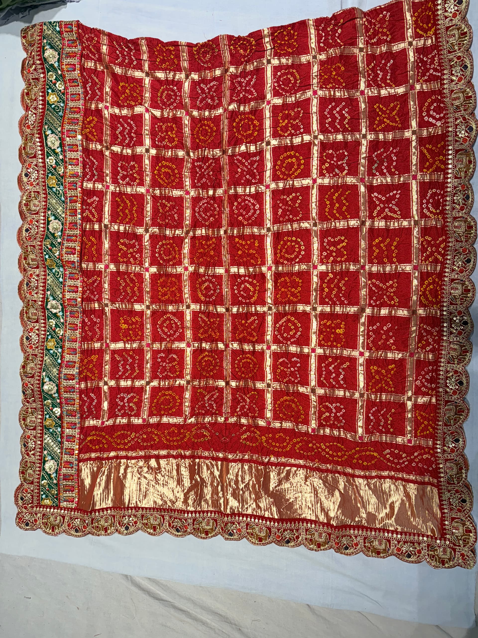 Modal Silk Dupata with Elephant Lace