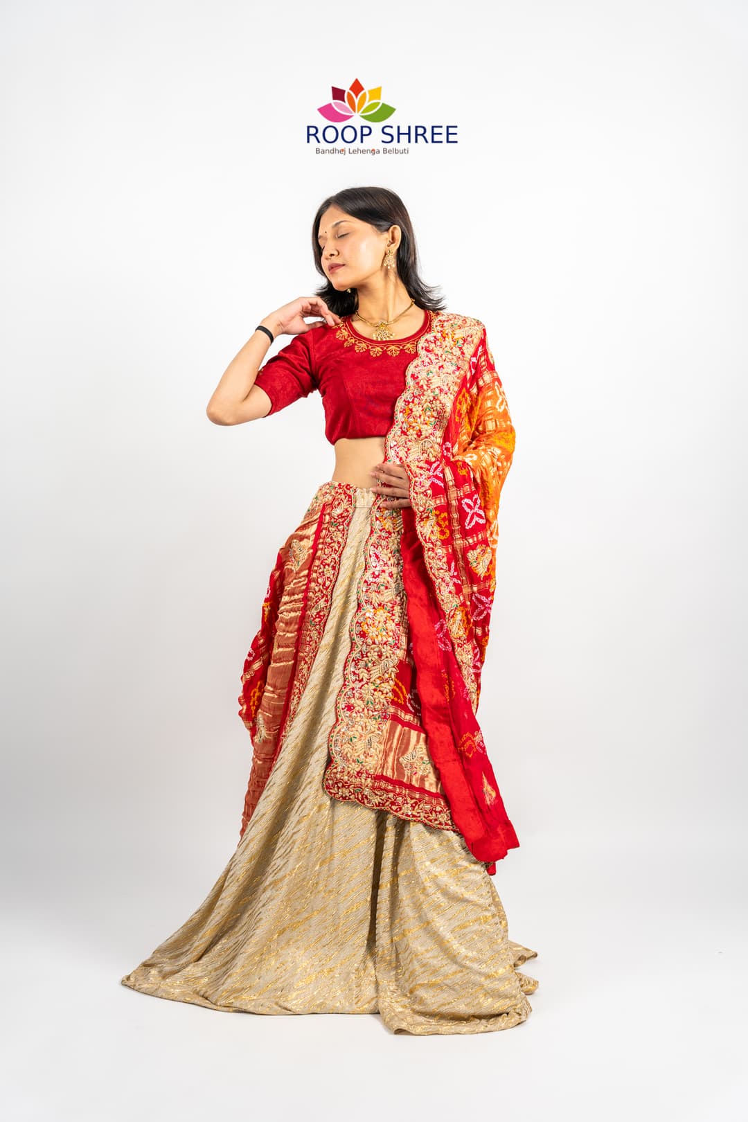 Bridal Collection Gajji Silk Dupatta – Parrot Design