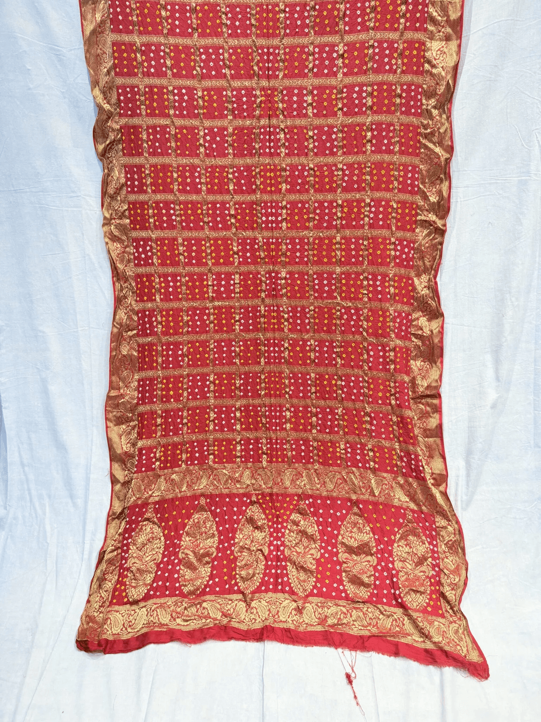 Dola Silk Dupata in Ghatchola Design With Hand Made Bandhej