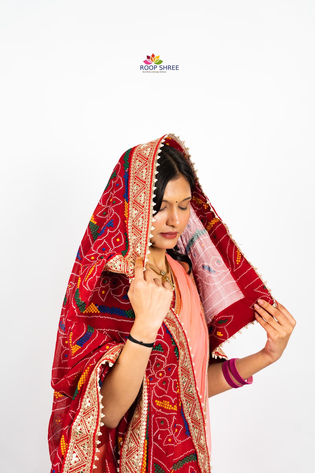 Georgette Chunri Print Dupata With Gotapatti lace