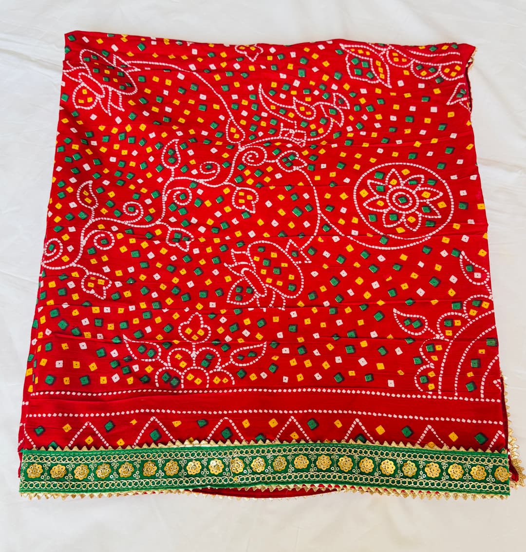 Cotton Dupata with Green Lace