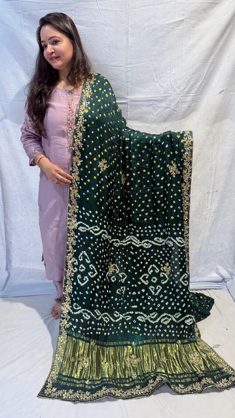 Modal Silk Boond Wali Saree with Dabka Outline