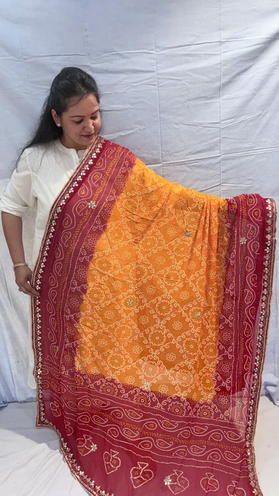 Festive viscoss Gota Patti Peela Dupatta for Women
