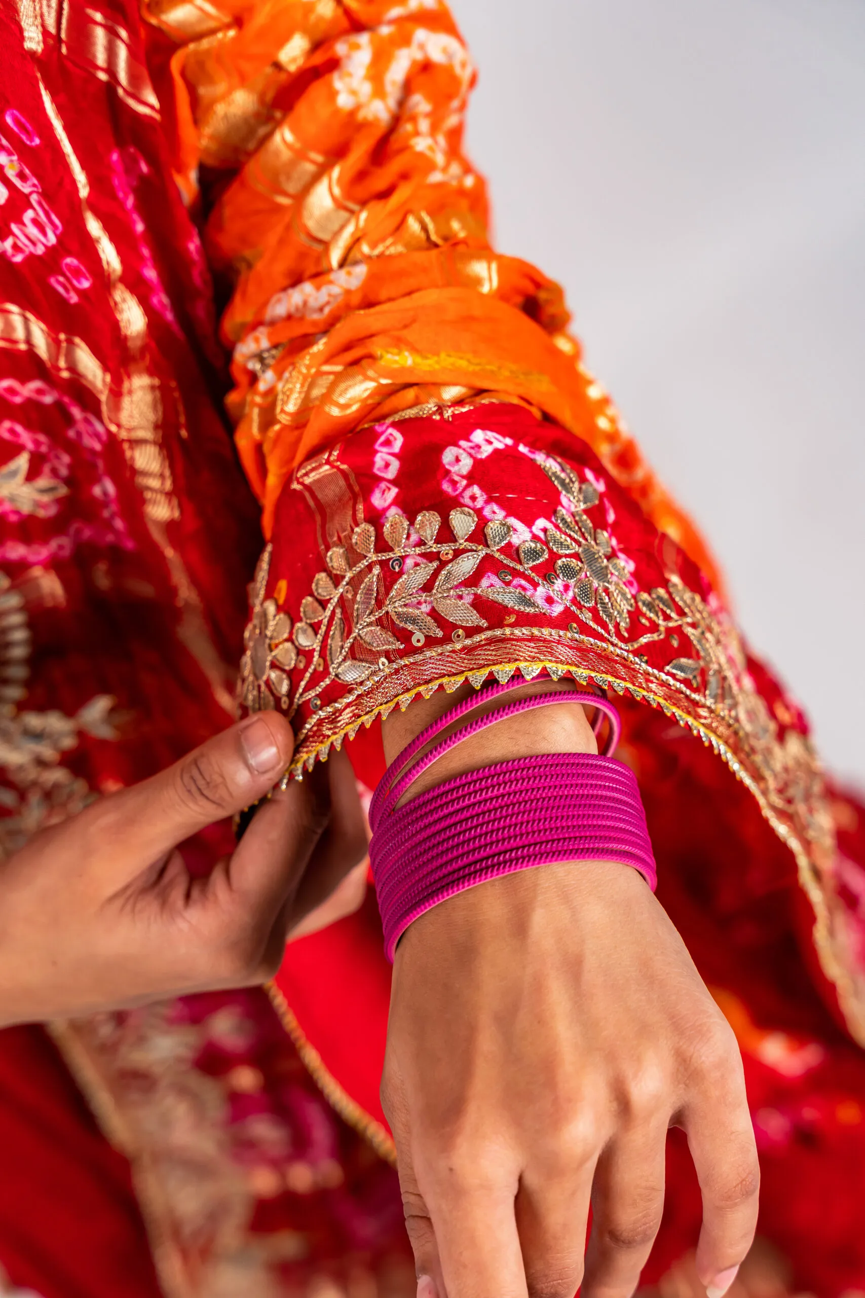 Traditional Gharchola Gajji Silk Dupatta-Handcrafted Gotta Patti - Image 2