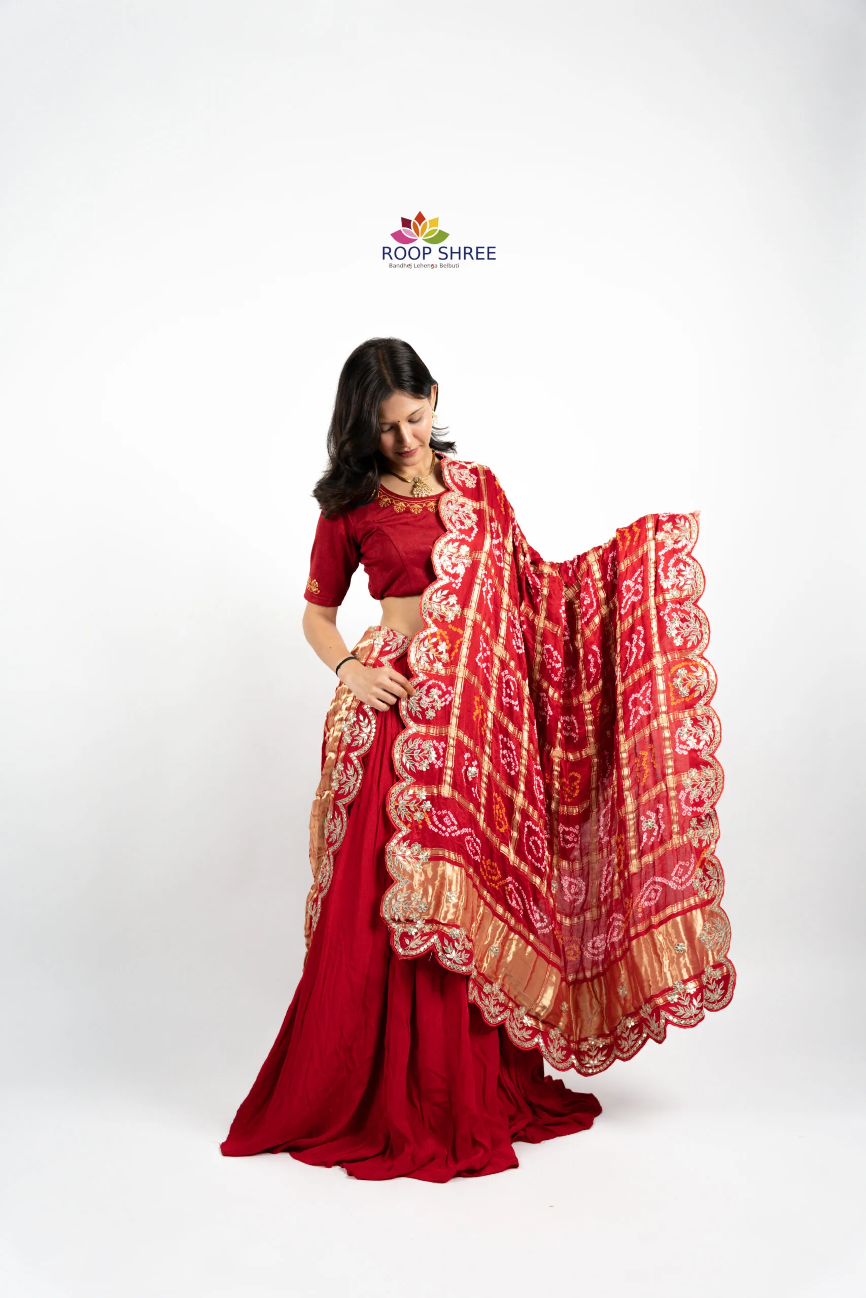 Luxury Handcrafted Gajji Silk Dupatta with Rich  Gota Patti Embroidery