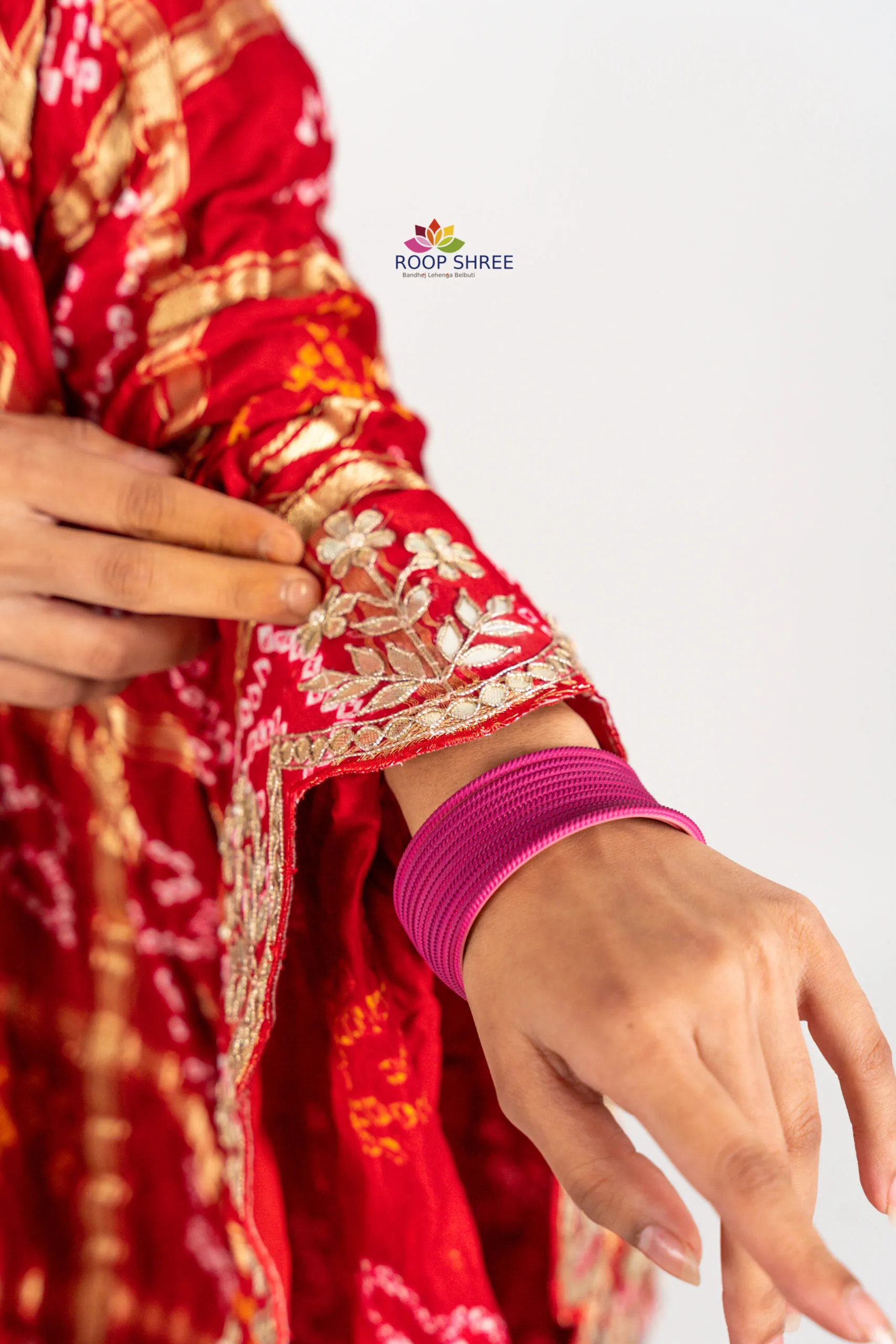 Luxury Handcrafted Gajji Silk Dupatta with Rich  Gota Patti Embroidery - Image 3