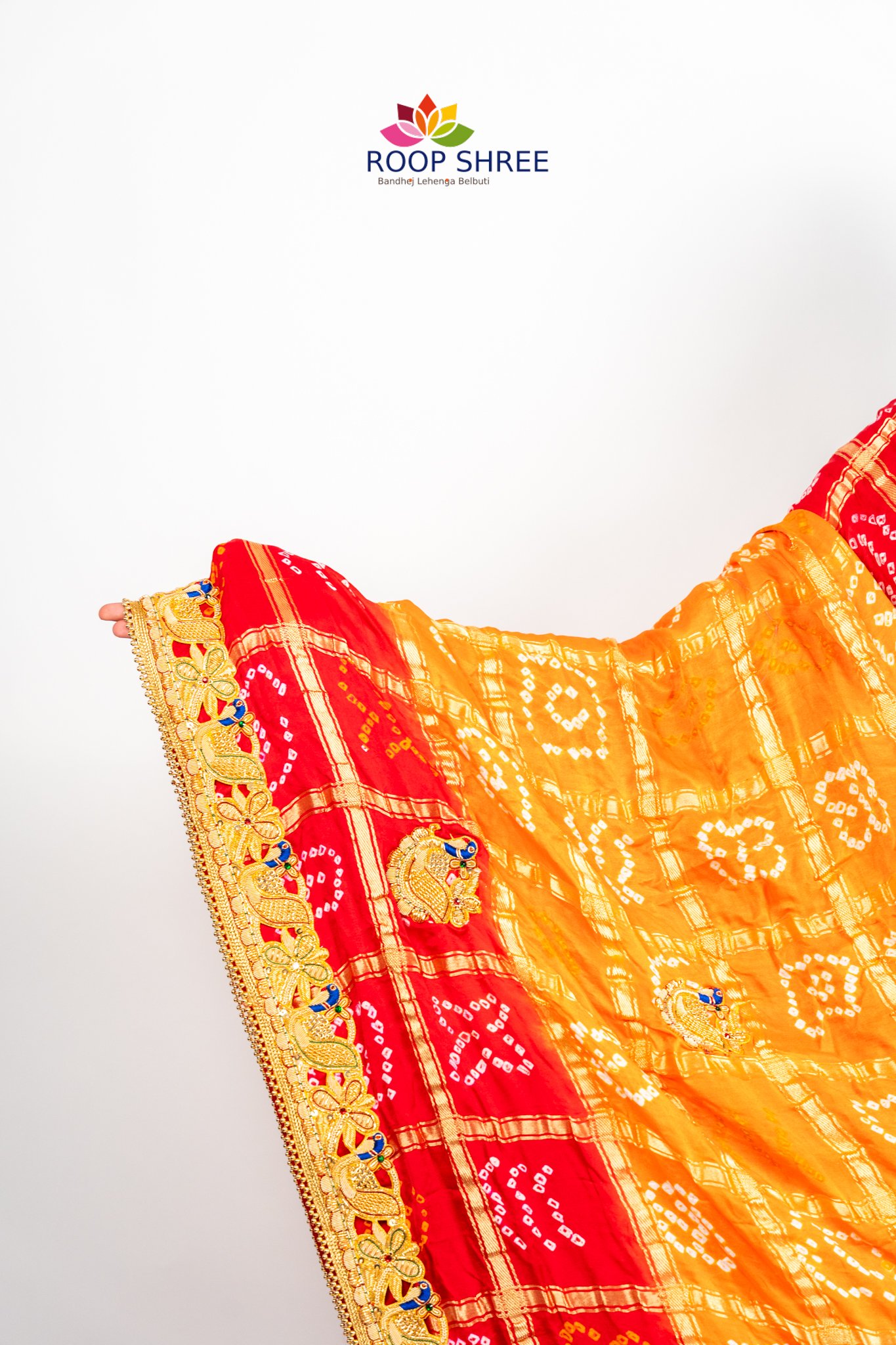 Gajji Silk Peacock Design Peela - Image 6